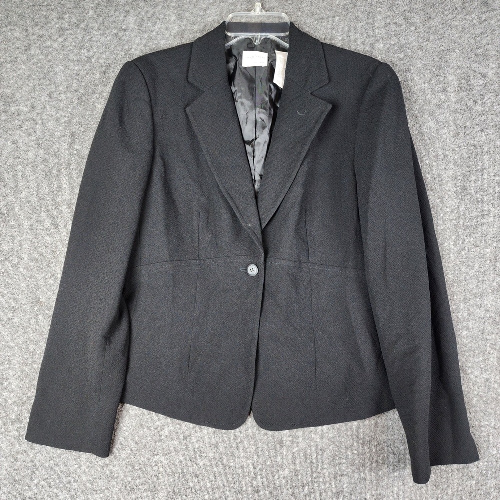 Emma James Blazer Women Size 8 Black Single Button Vented Cuff Professional
